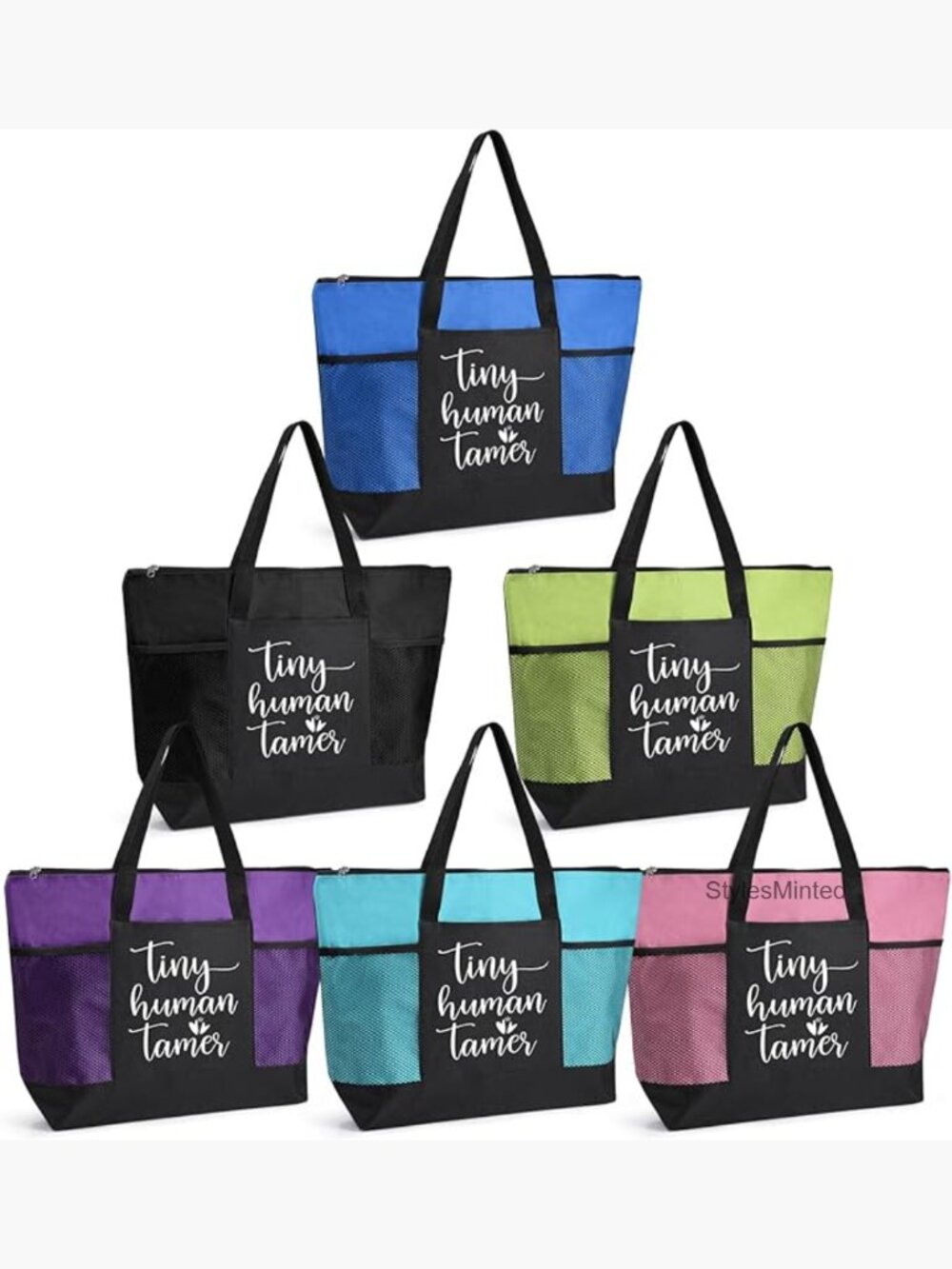 6 Pack Daycare Teacher Tote Bags with Mesh Pocket Large Capacity